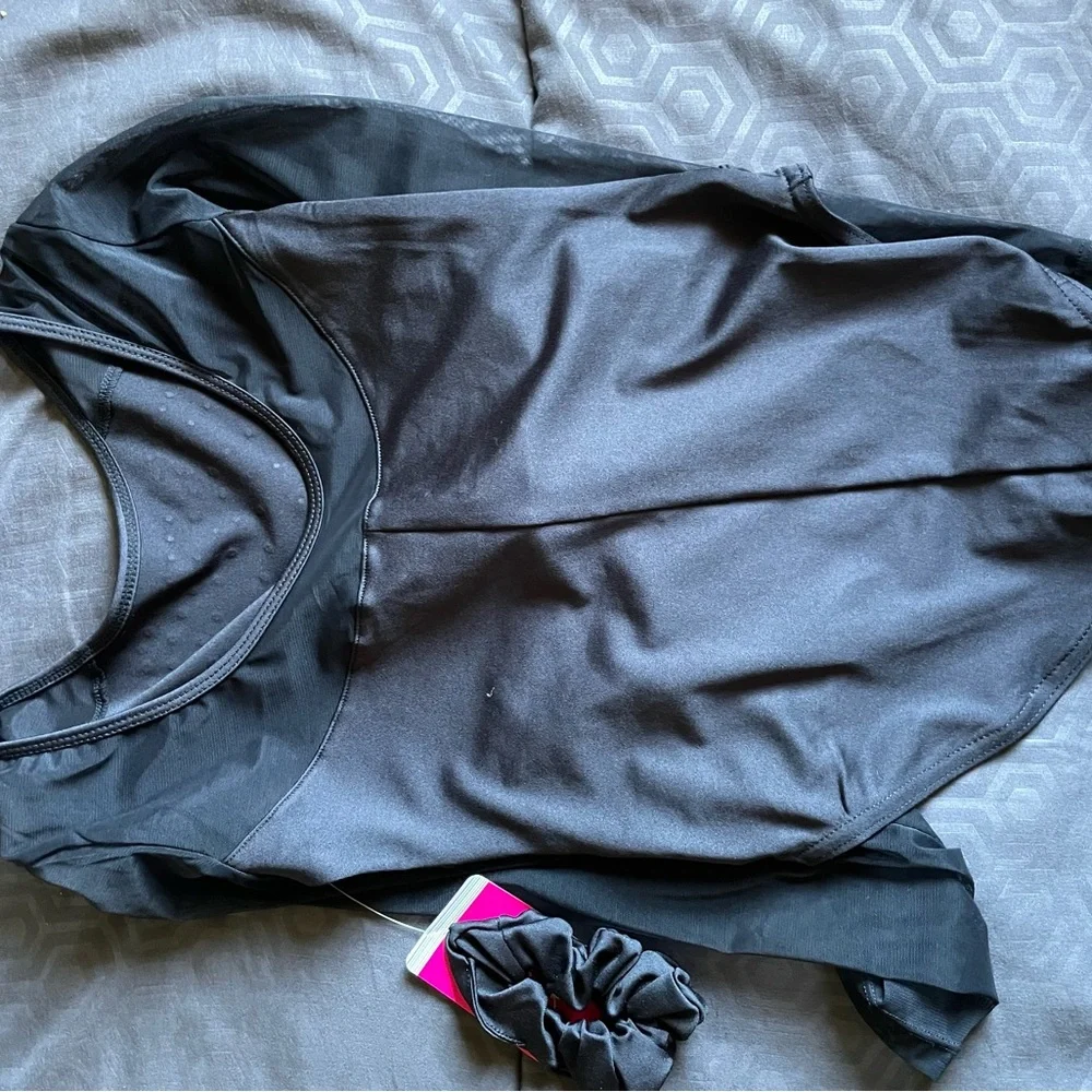 Justice Black Sparkle Long Sleeve Bodysuit leotard